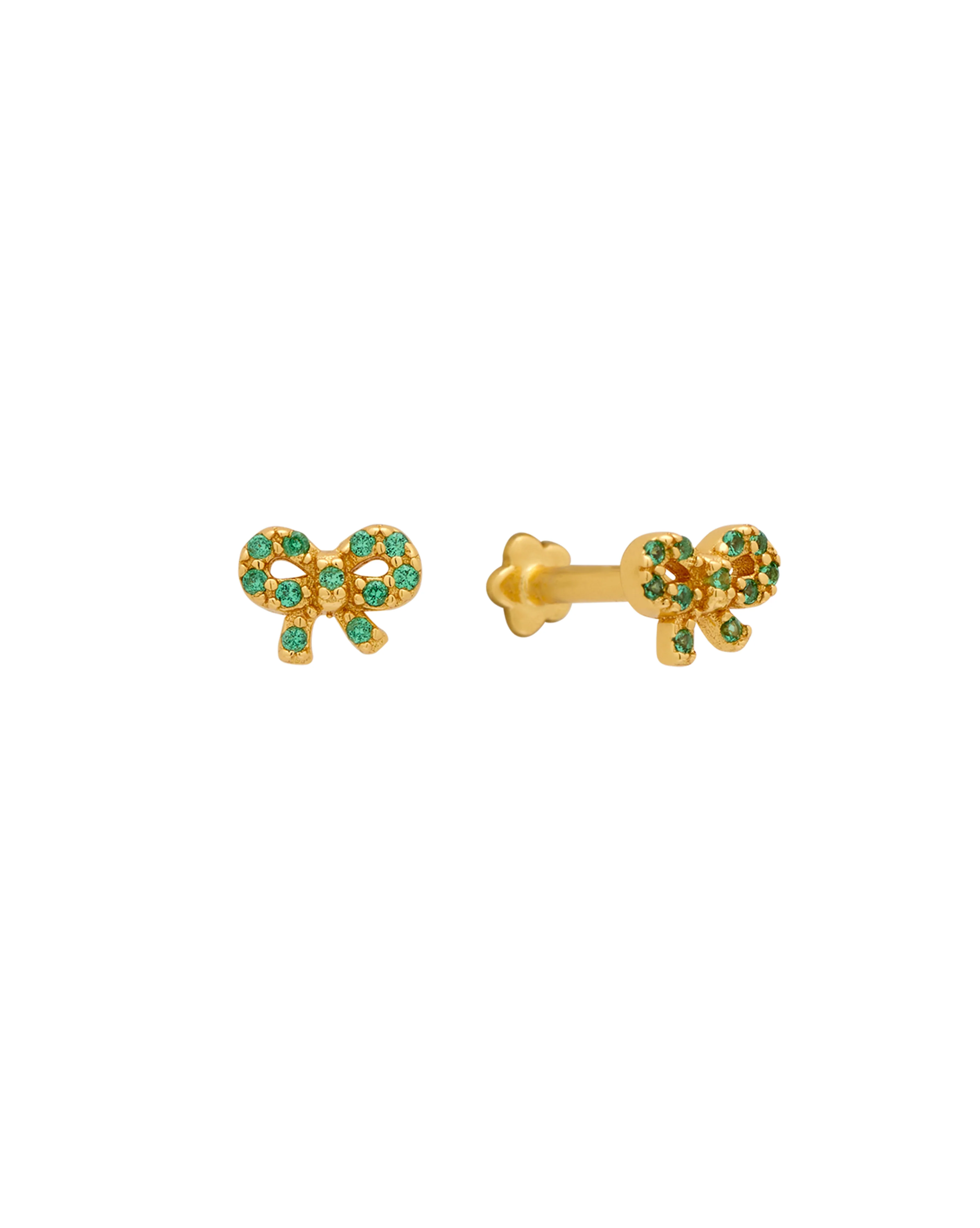 Bow Pave Piercings - Emerald CZ
