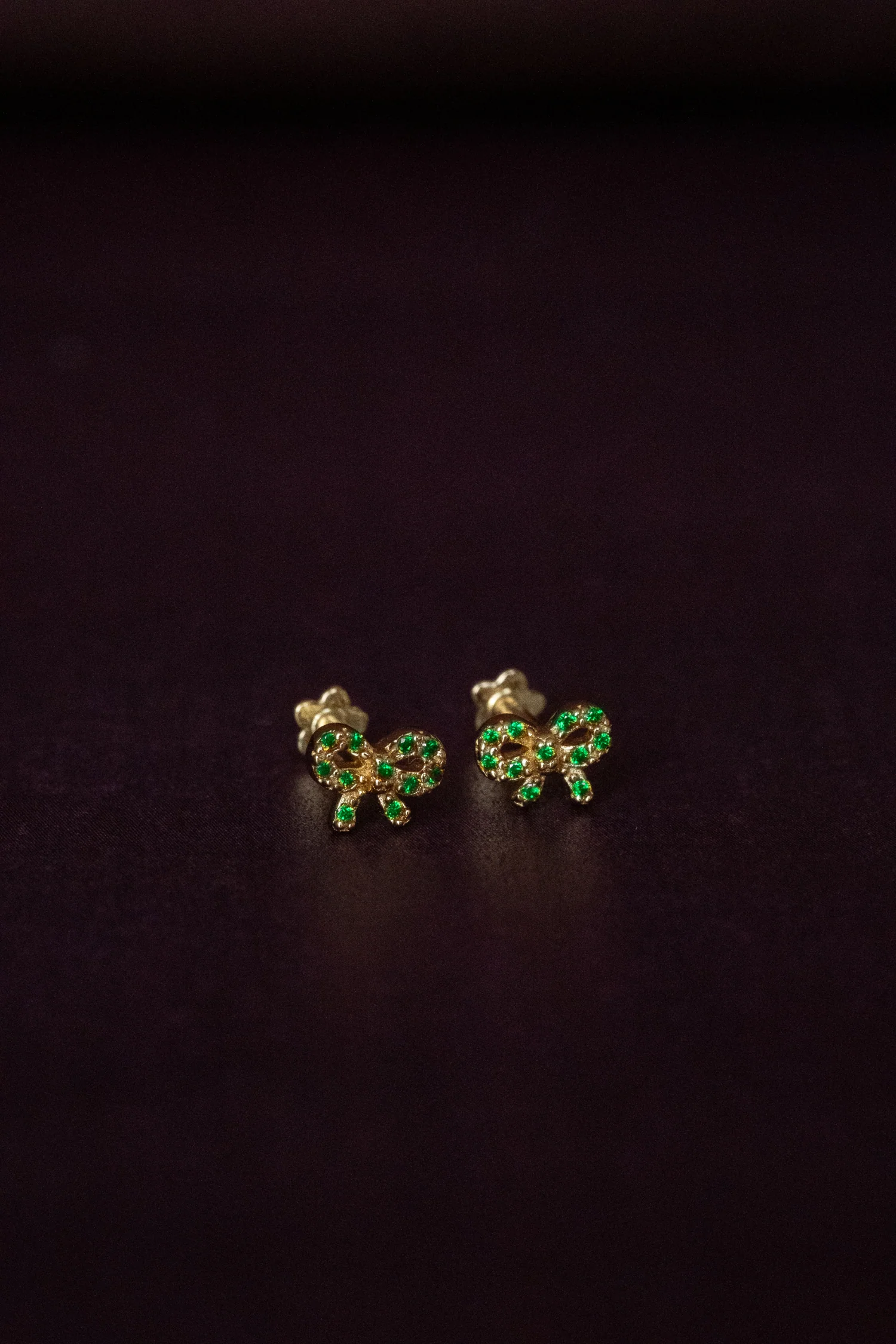 Bow Pave Piercings - Emerald CZ - Image 3