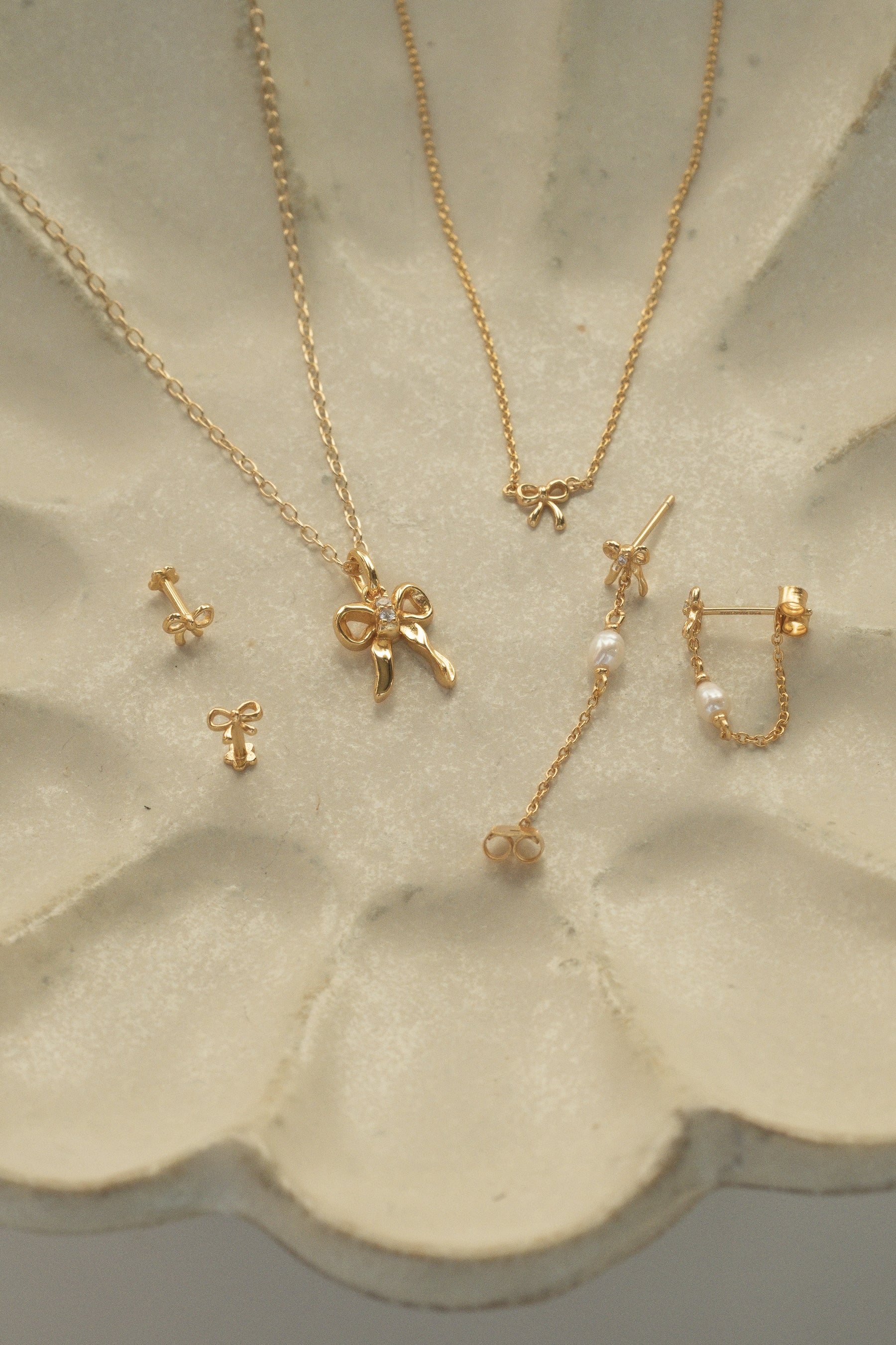 Bow Pearl Drop Studs - Image 5