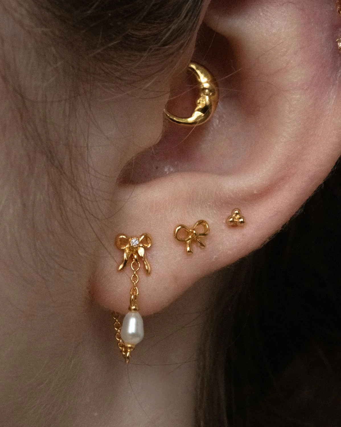 Bow Pearl Drop Studs - Image 6