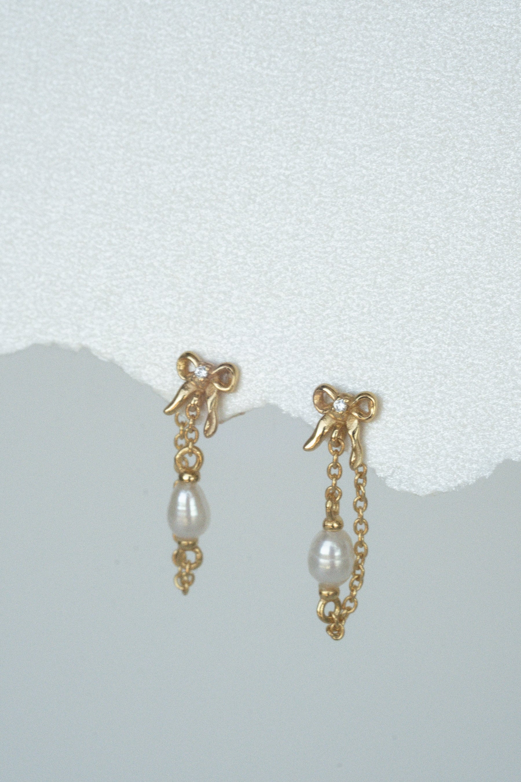 Bow Pearl Drop Studs - Image 9