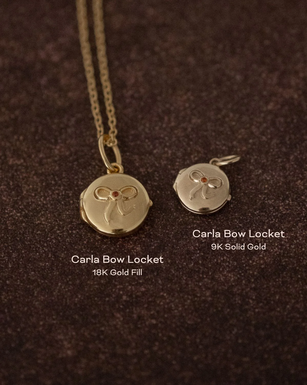 Carla Bow Engravable Locket Pendant - 9k Solid Gold - Image 2