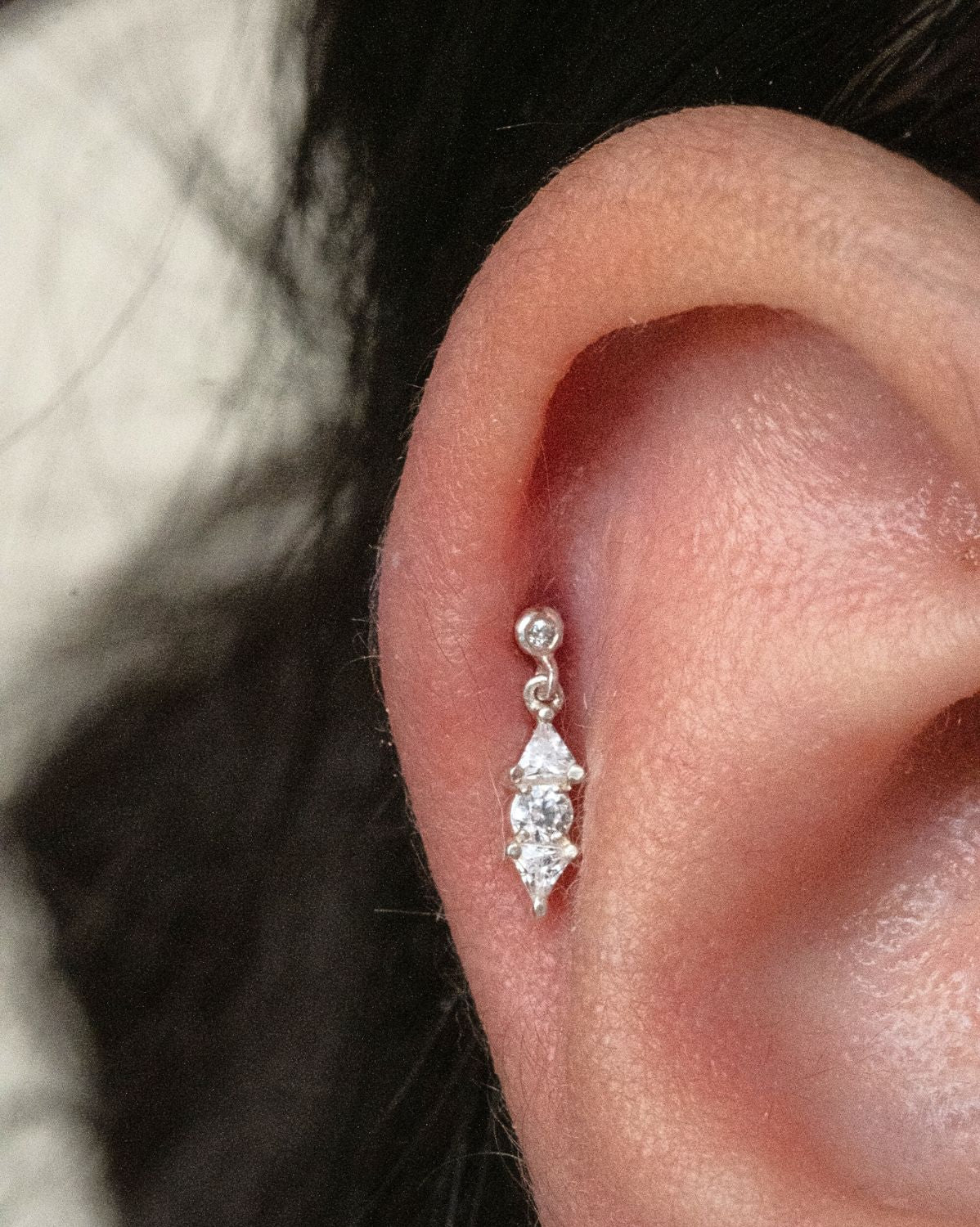 Charlotte Dangle Piercing Stud - Sterling Silver - Image 2