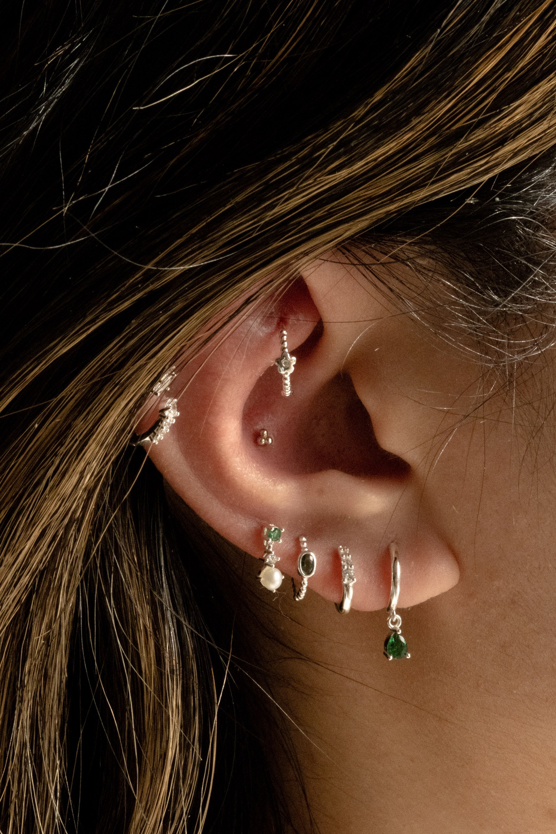 Clio Emerald Earrings Set - Sterling Silver - Image 3