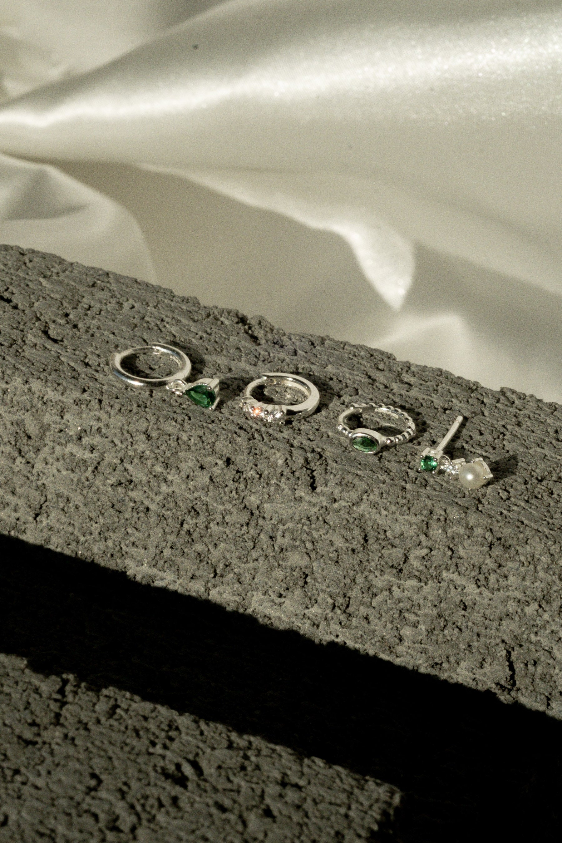 Clio Emerald Earrings Set - Sterling Silver - Image 5