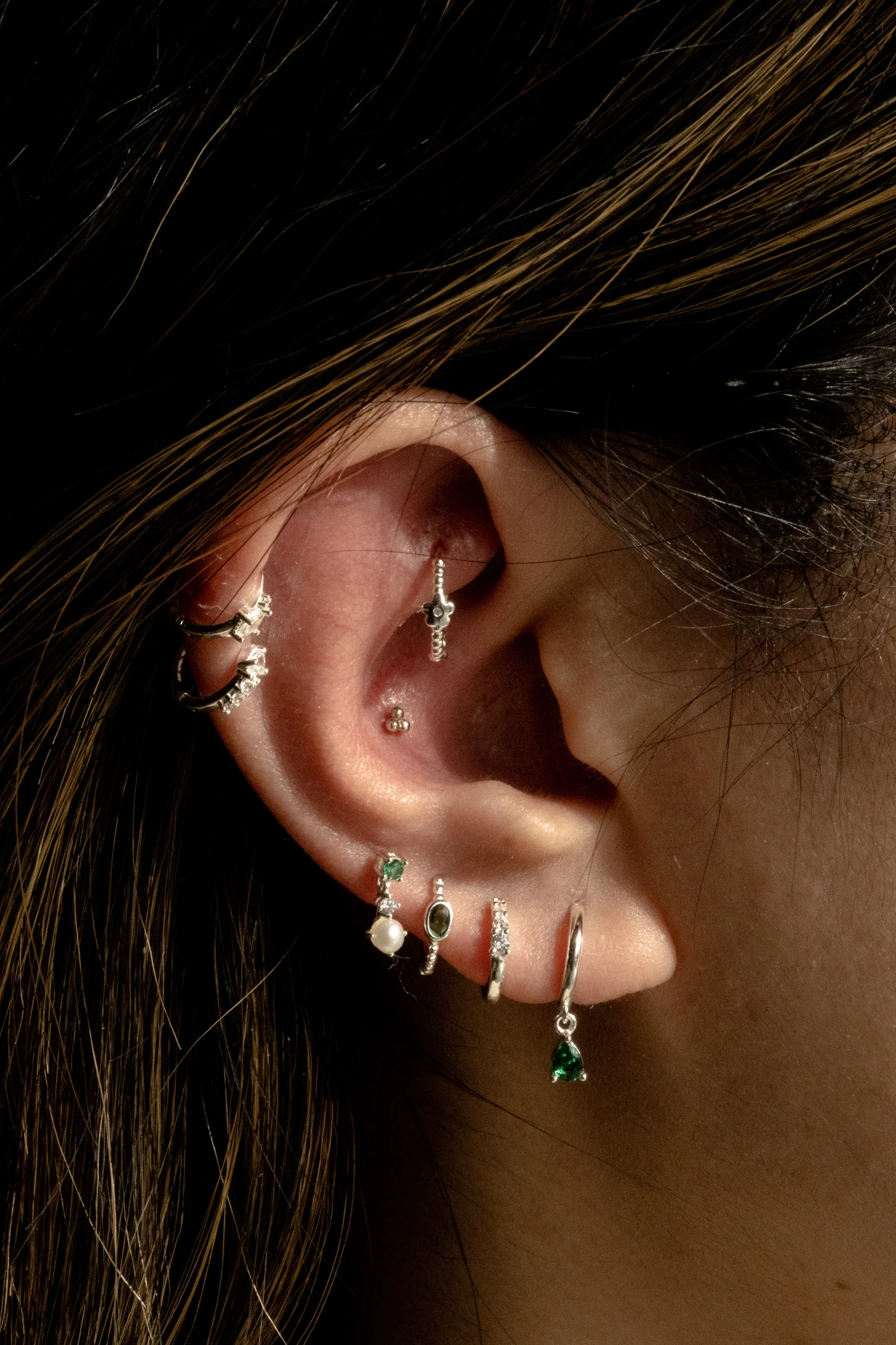 Clio Emerald Earrings Set - Sterling Silver - Image 6