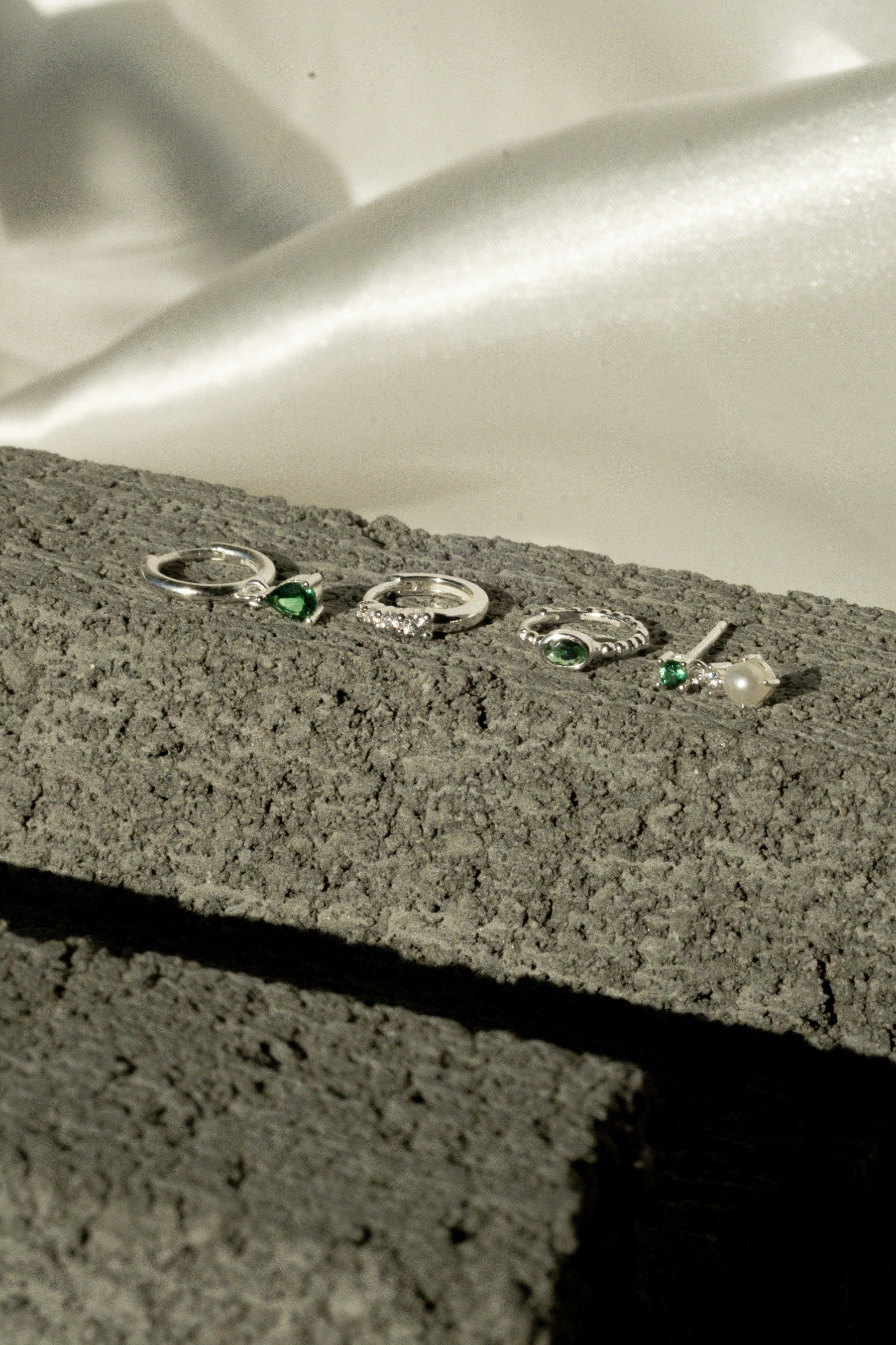 Clio Emerald Earrings Set - Sterling Silver - Image 8