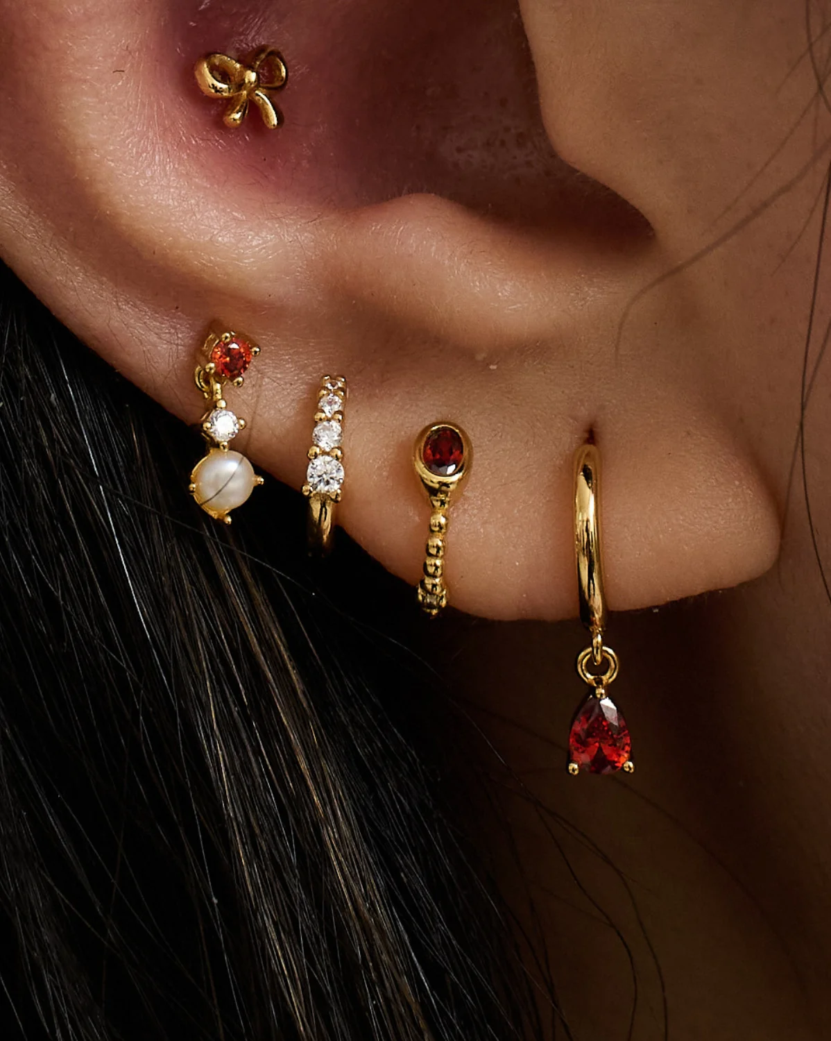Clio Garnet Earrings Set - Image 2