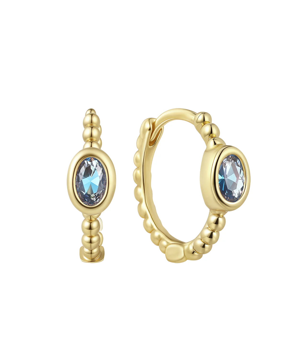 Clio Hoops - Aquamarine CZ (March)