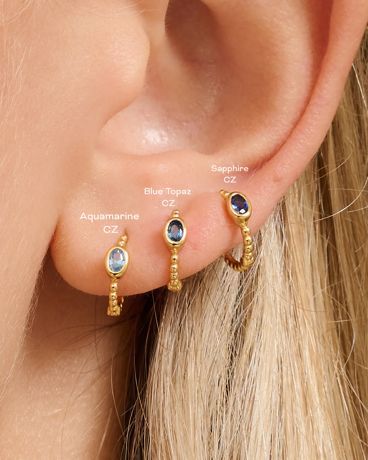 Clio Hoops - Blue Topaz CZ (December) - Image 5