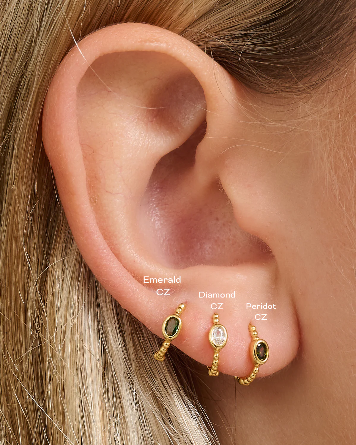 Clio Hoops - Emerald CZ (May) - Image 2