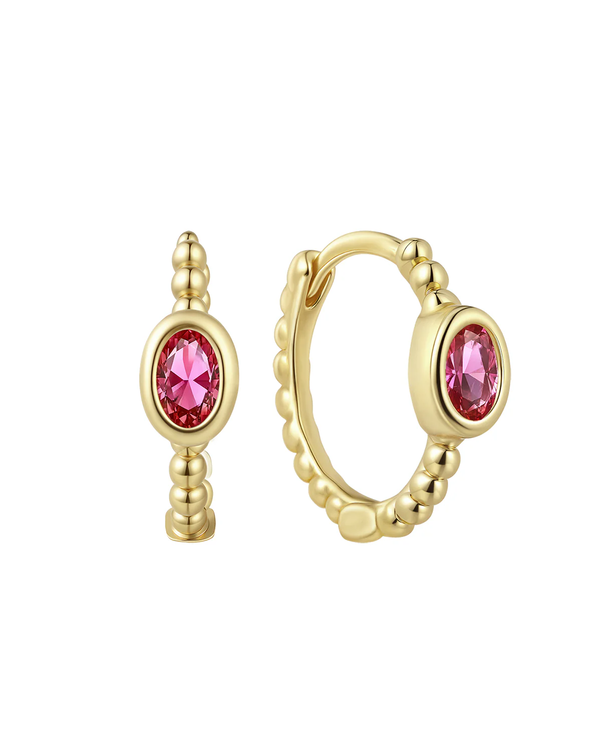 Clio Hoops - Ruby CZ (July)