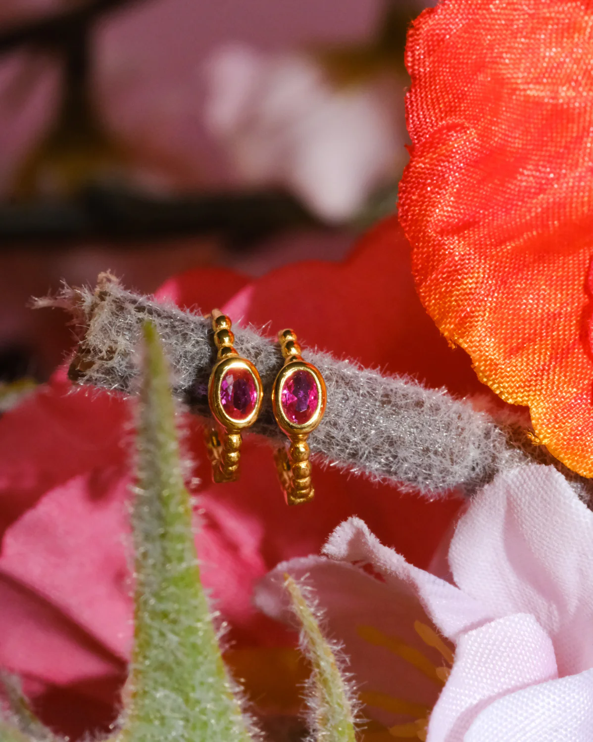 Clio Hoops - Ruby CZ (July) - Image 3