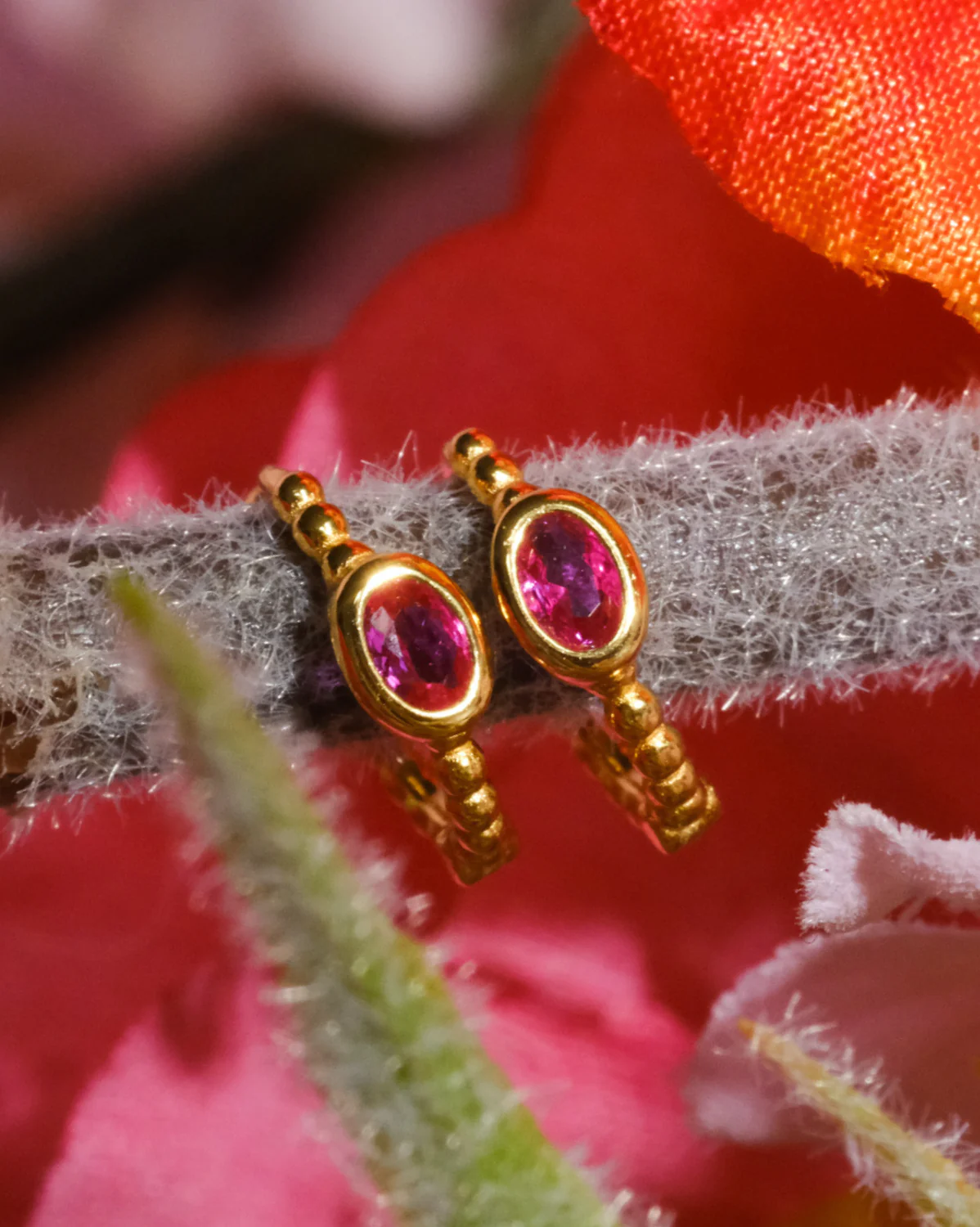Clio Hoops - Ruby CZ (July) - Image 4