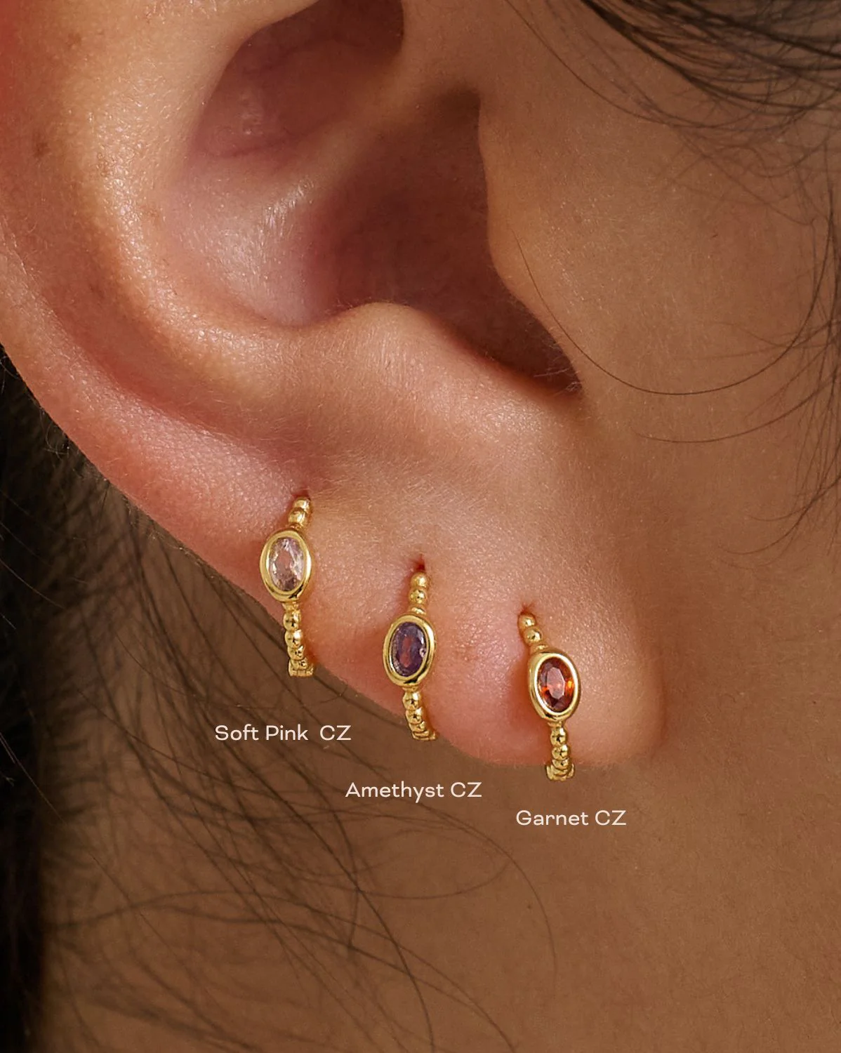 Clio Hoops - Amethyst CZ (February) - Image 2