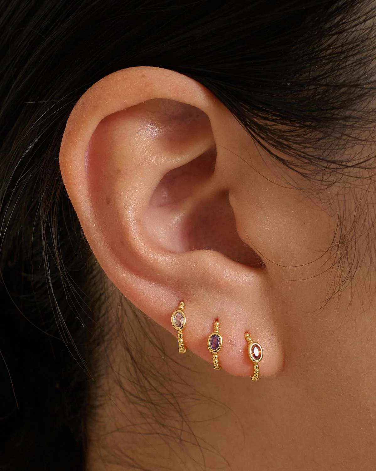 Clio Hoops - Amethyst CZ (February) - Image 7