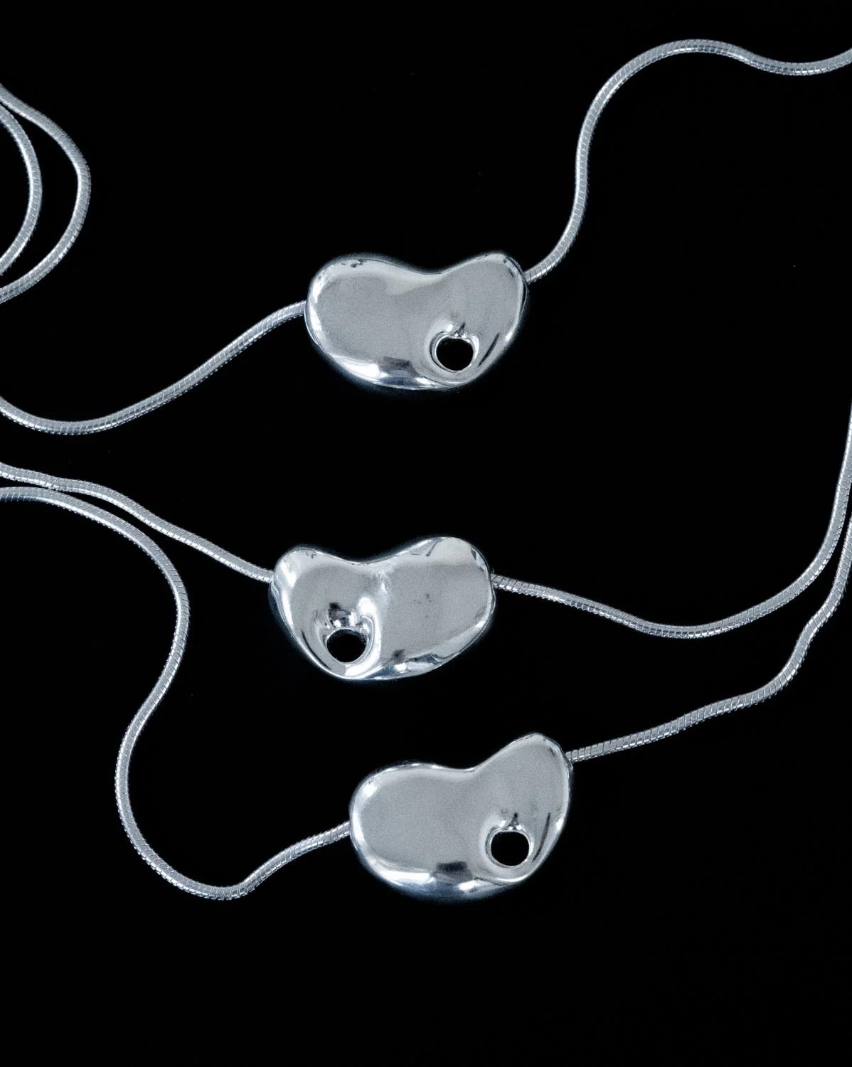 Crush Heart Pebble Necklace - Sterling Silver - Image 3