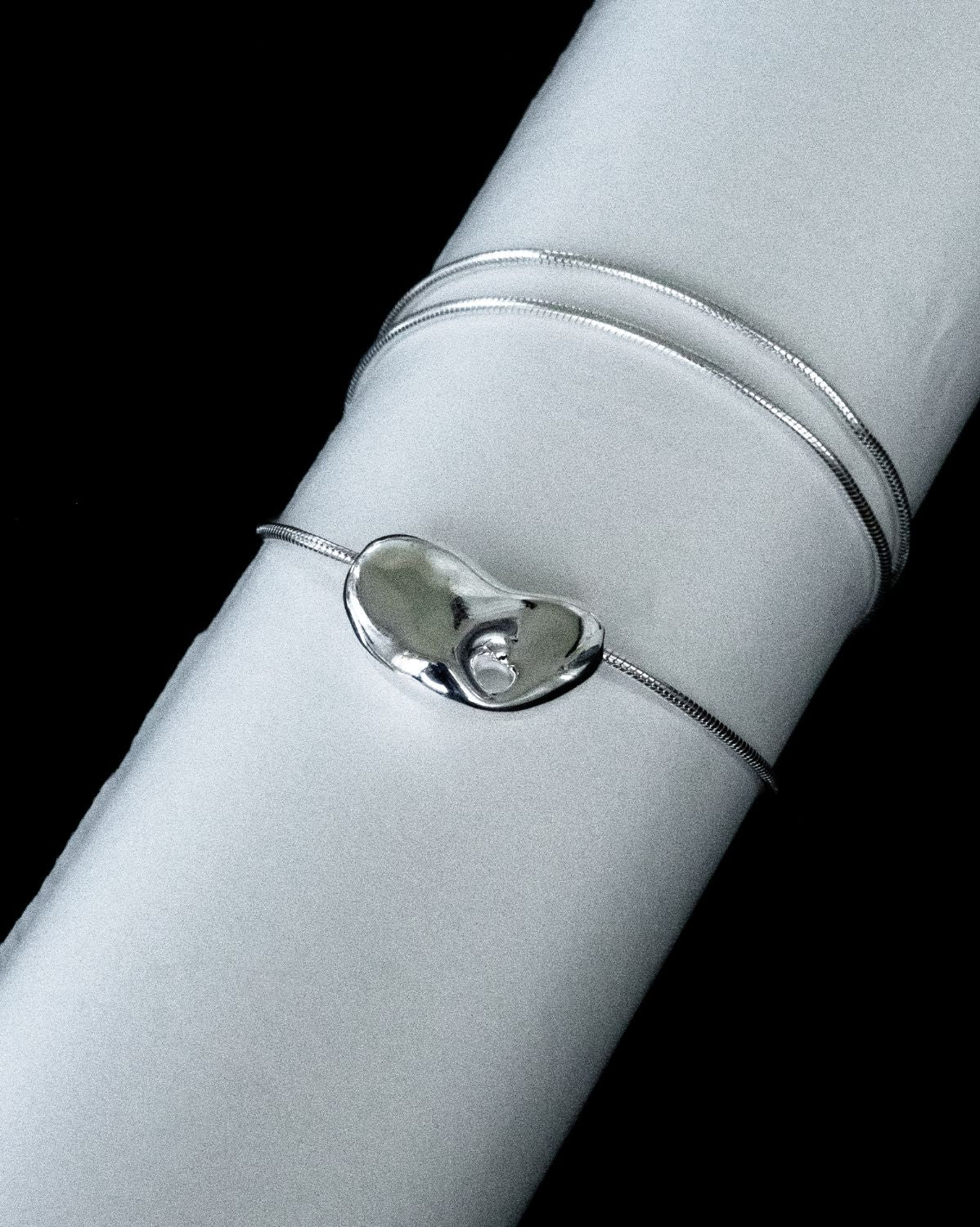 Crush Heart Pebble Necklace - Sterling Silver - Image 4