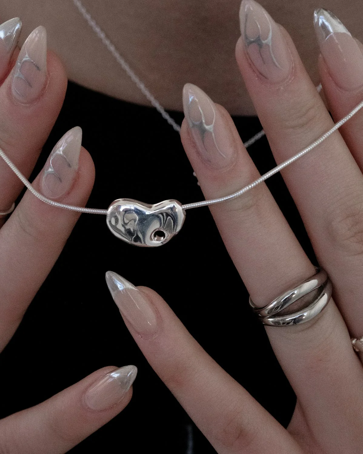 Crush Heart Pebble Necklace - Sterling Silver - Image 6