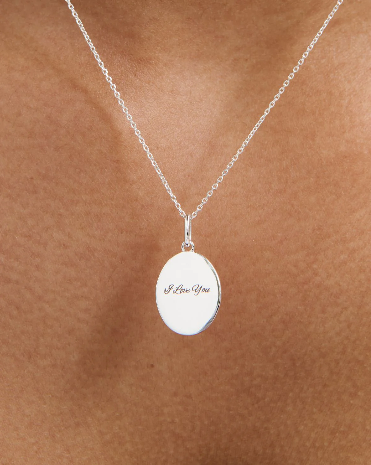 Custom Engraved Oval Pendant - Sterling Silver - Image 6