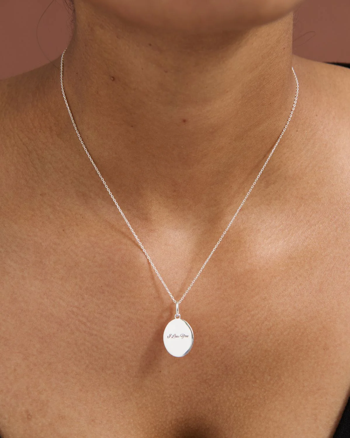 Custom Engraved Oval Necklace - Sterling Silver - Image 4