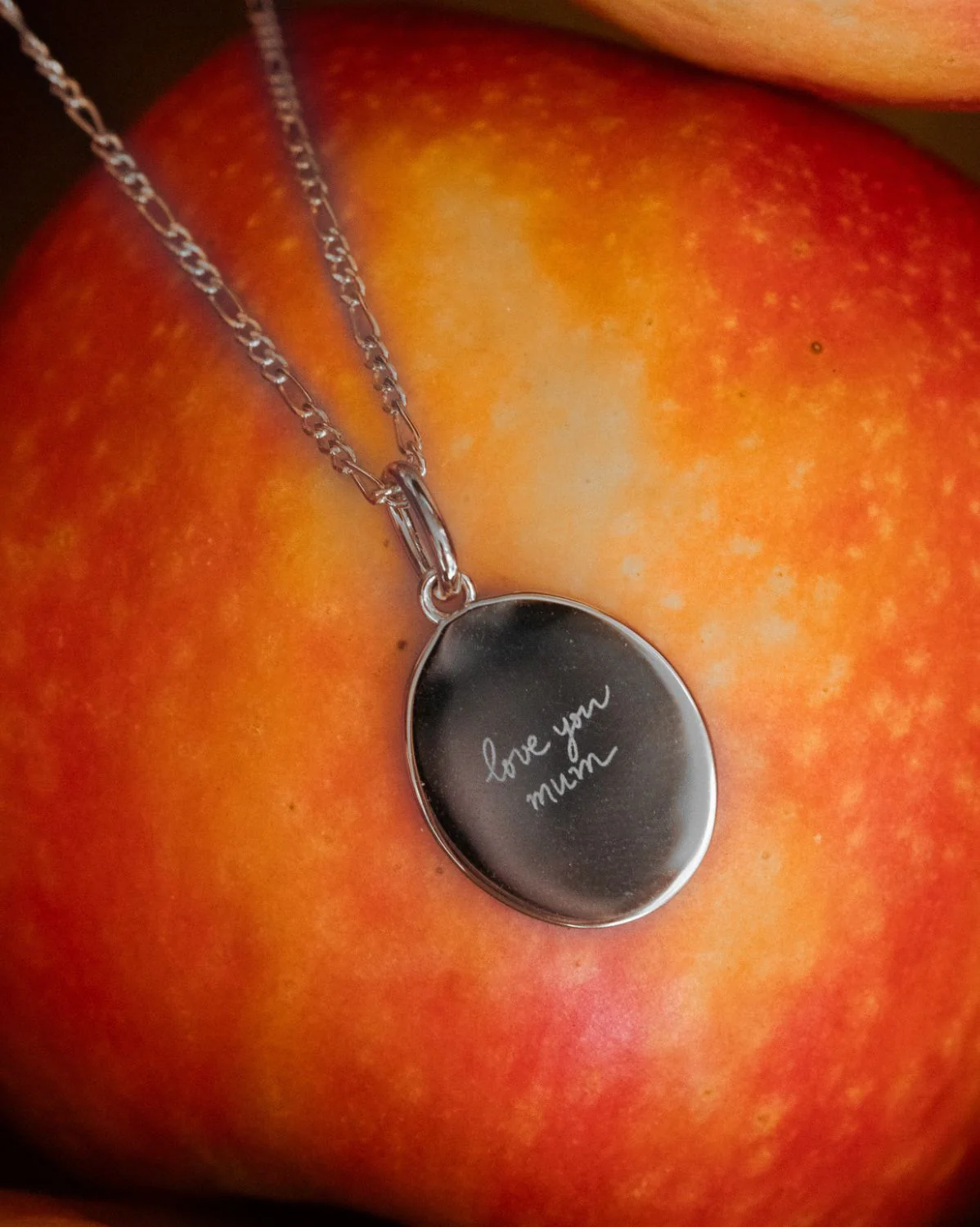 Custom Engraved Oval Pendant - Sterling Silver - Image 2