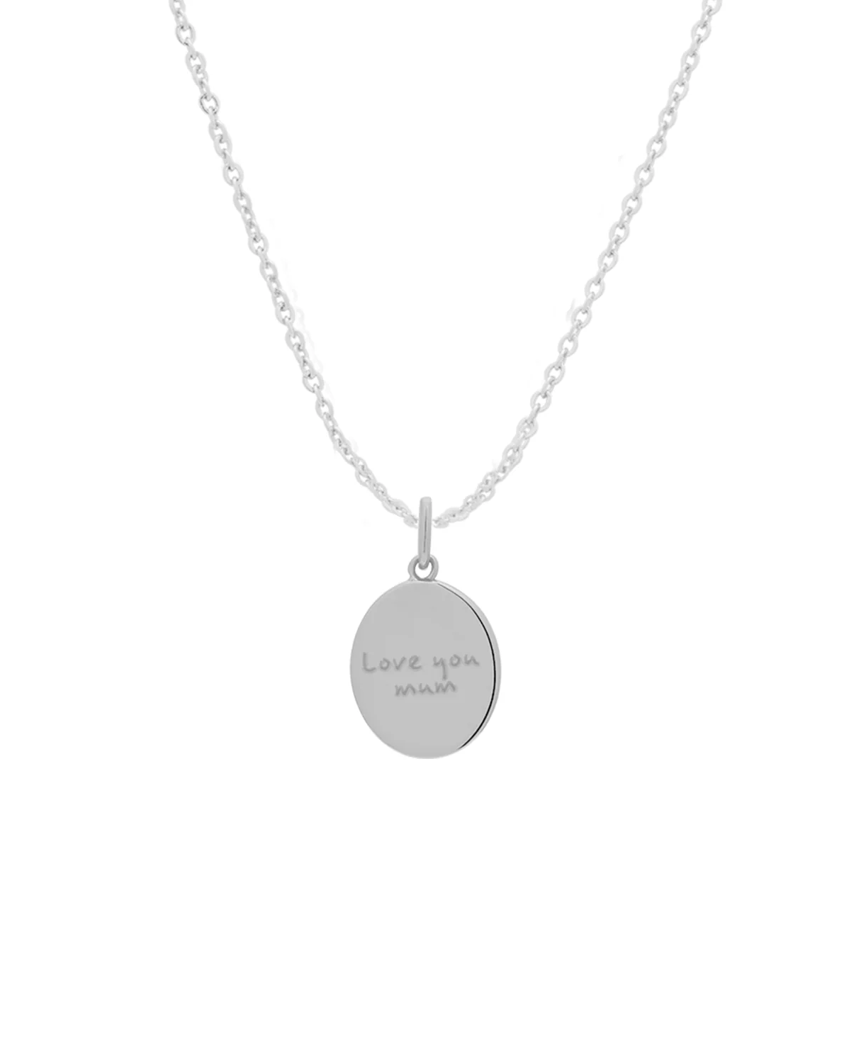 Custom Engraved Oval Necklace - Sterling Silver - Image 7