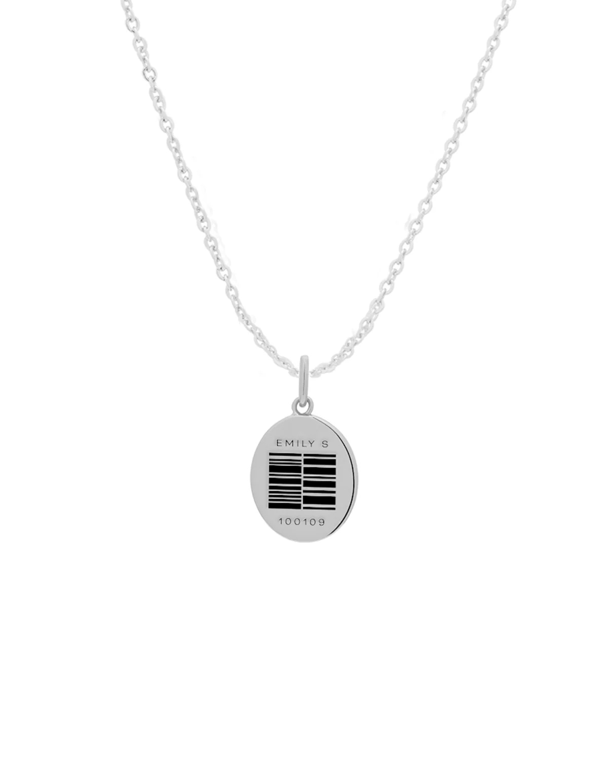 Custom Engraved Oval Necklace - Sterling Silver - Image 8