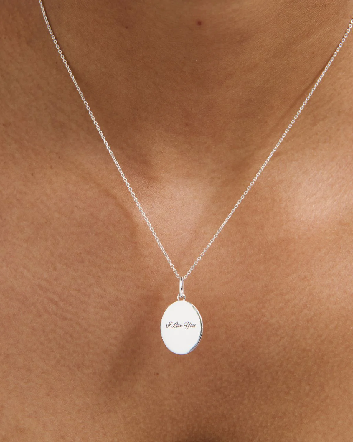 Custom Engraved Oval Necklace - Sterling Silver - Image 9