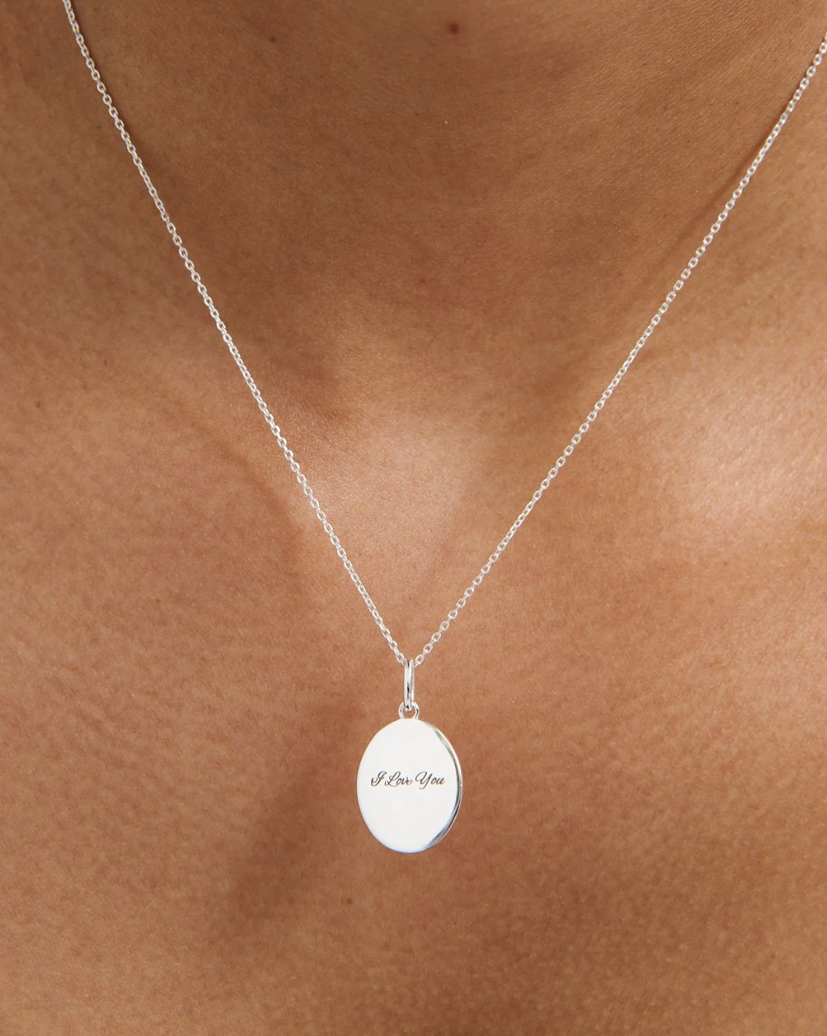 Custom Engraved Oval Pendant - Sterling Silver - Image 3