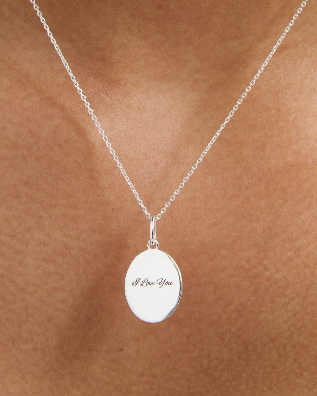 Custom Engraved Oval Pendant - Sterling Silver - Image 4