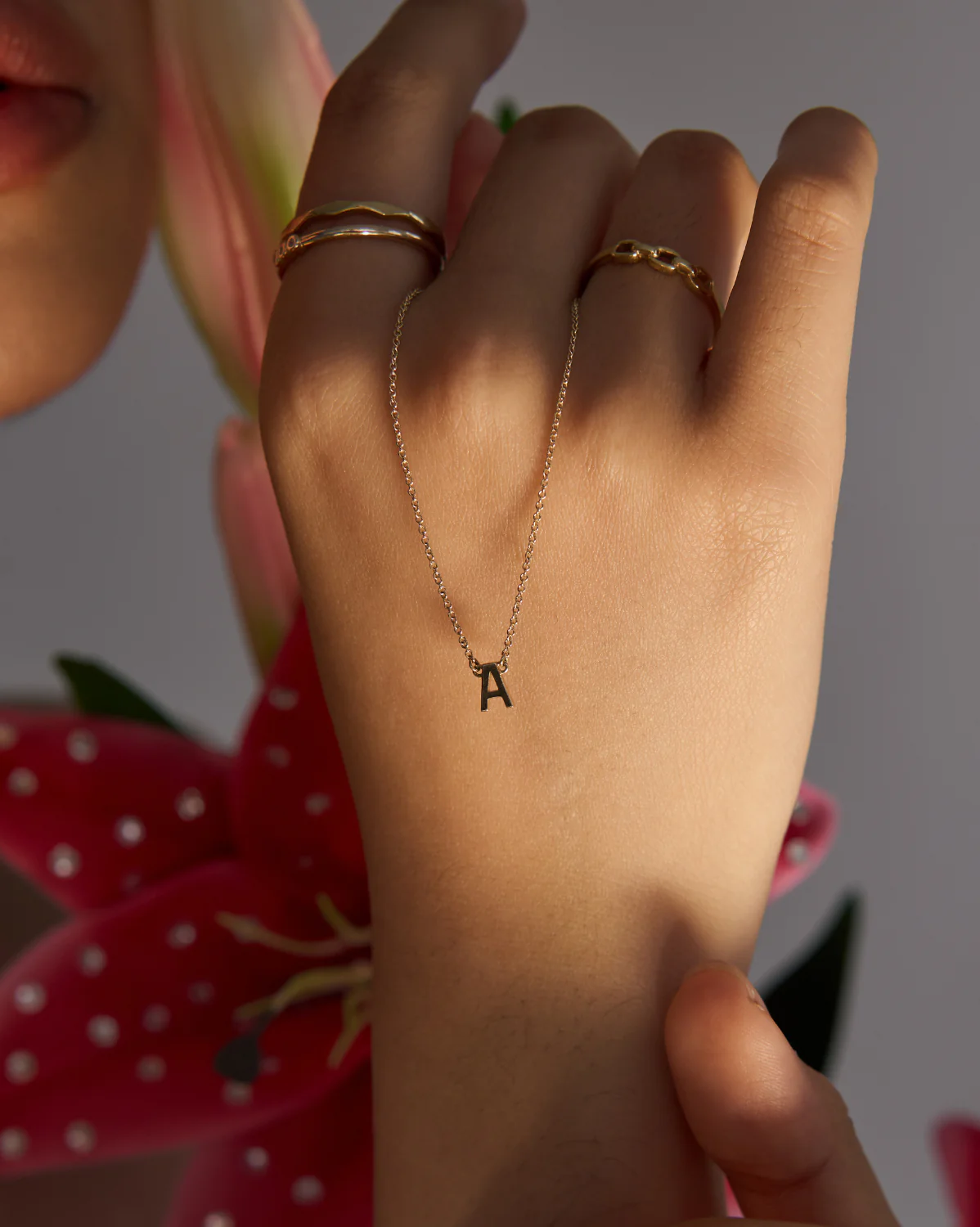 Custom Solid Gold Initial Necklace - Image 4