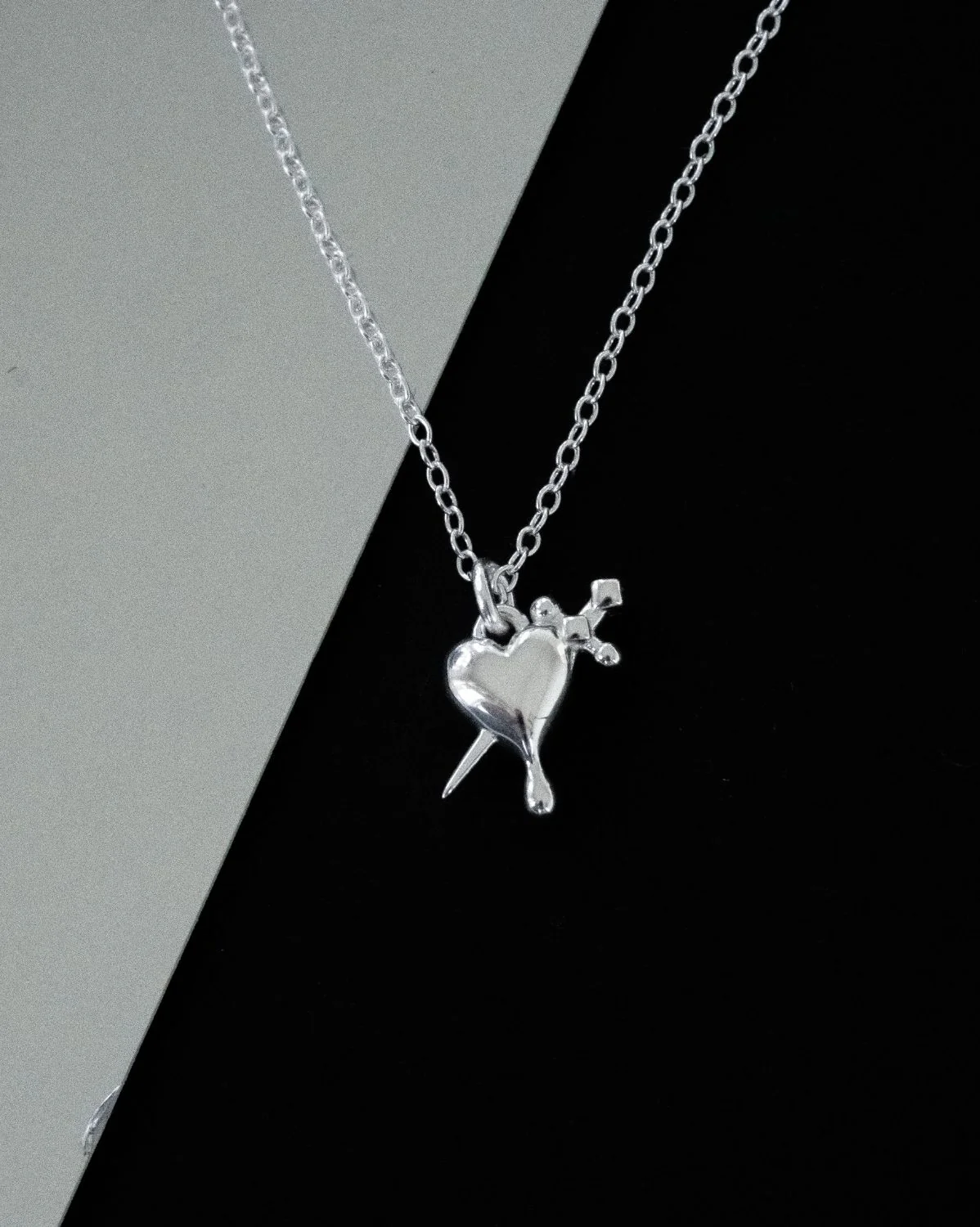 Lena Dagger Heart Necklace - Sterling Silver - Image 3
