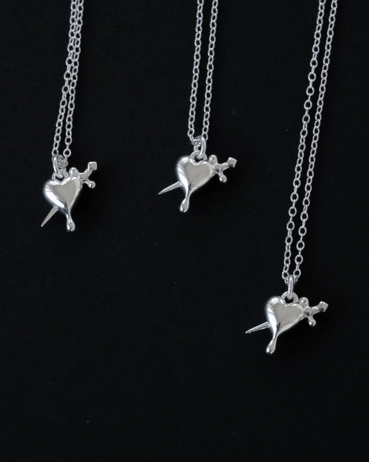 Lena Dagger Heart Necklace - Sterling Silver - Image 4