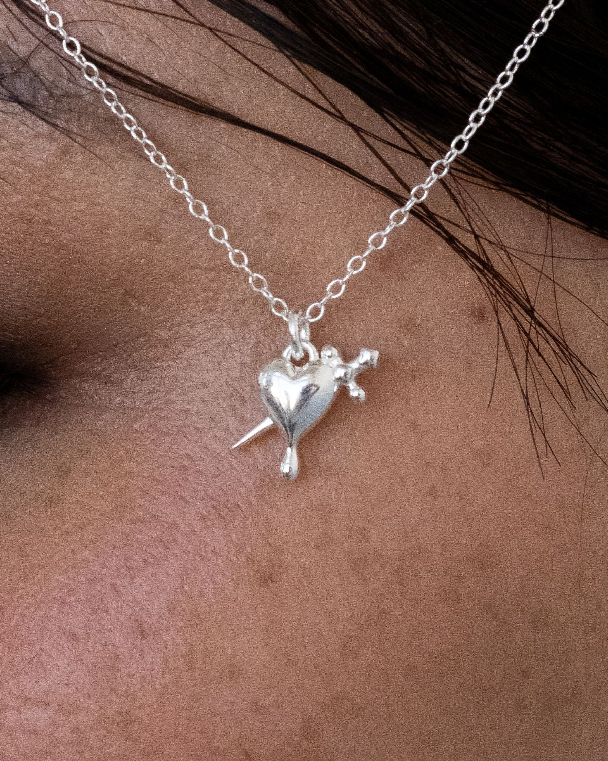 Lena Dagger Heart Necklace - Sterling Silver - Image 5