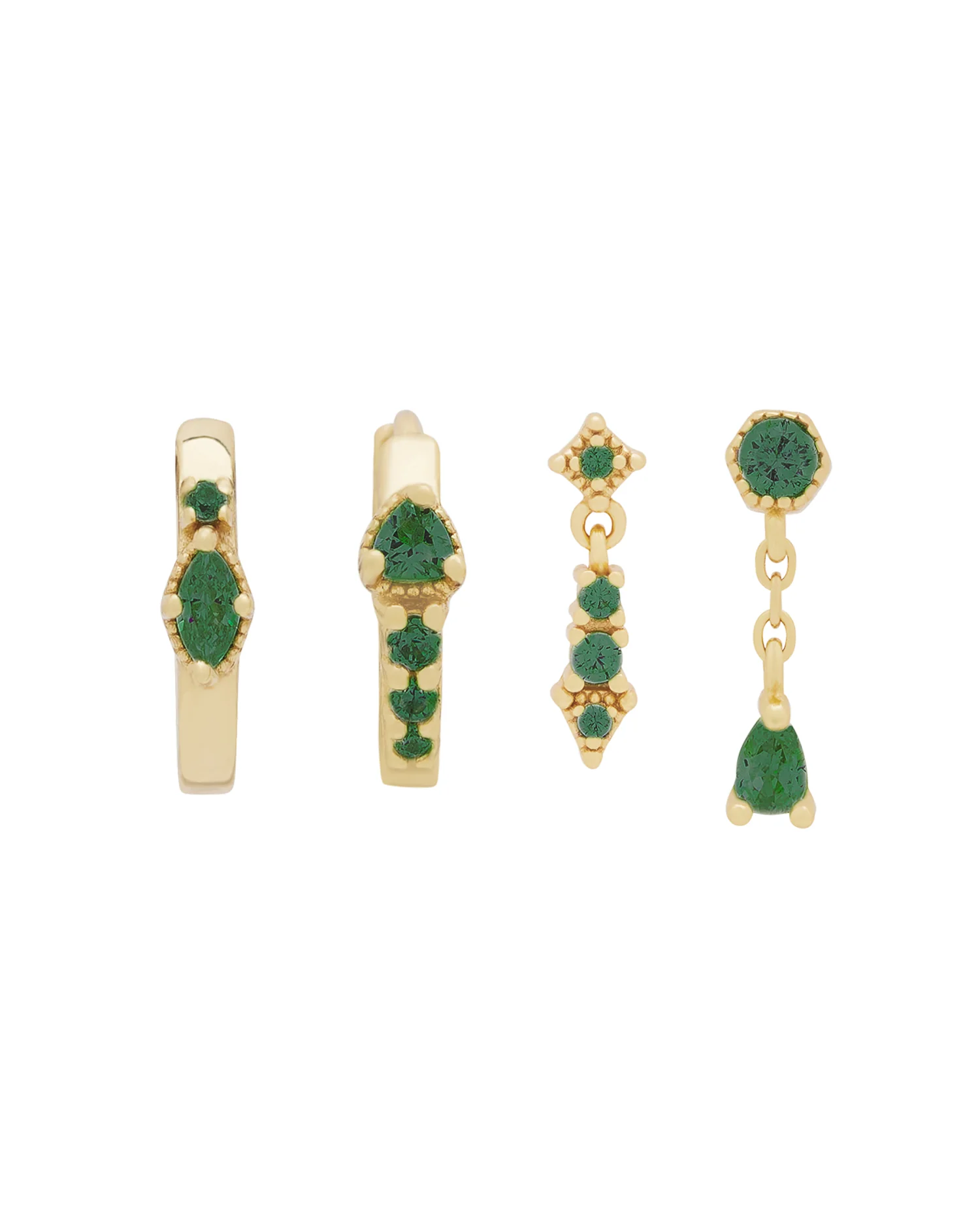 Darcy Vintage Earrings Set - Emerald CZ