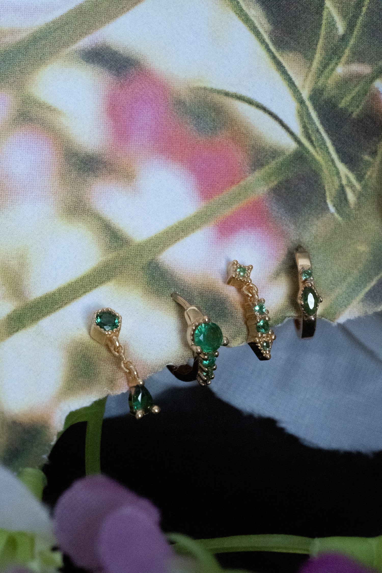 Darcy Vintage Earrings Set - Emerald CZ - Image 3