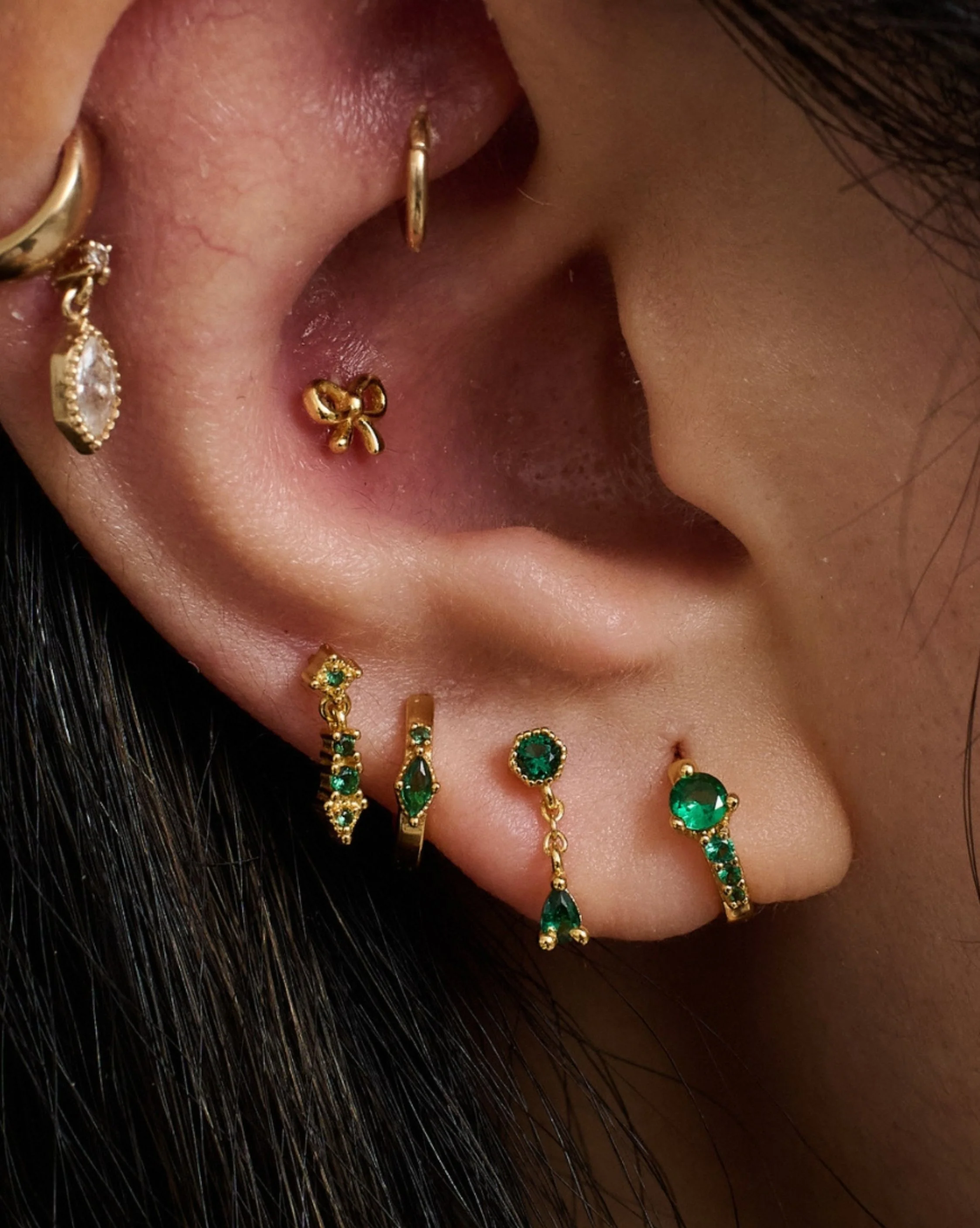 Darcy Vintage Earrings Set - Emerald CZ - Image 4
