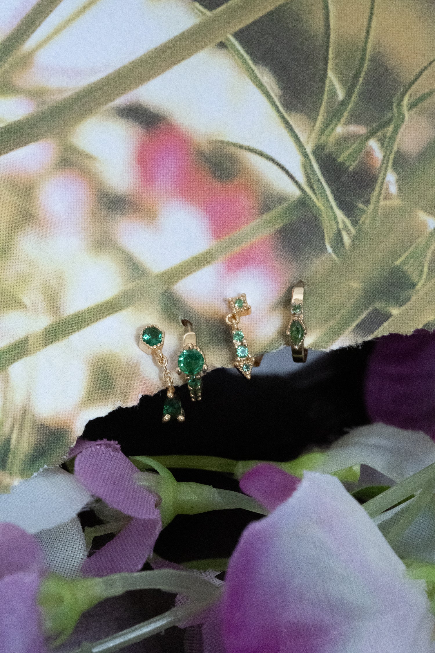 Darcy Vintage Earrings Set - Emerald CZ - Image 5