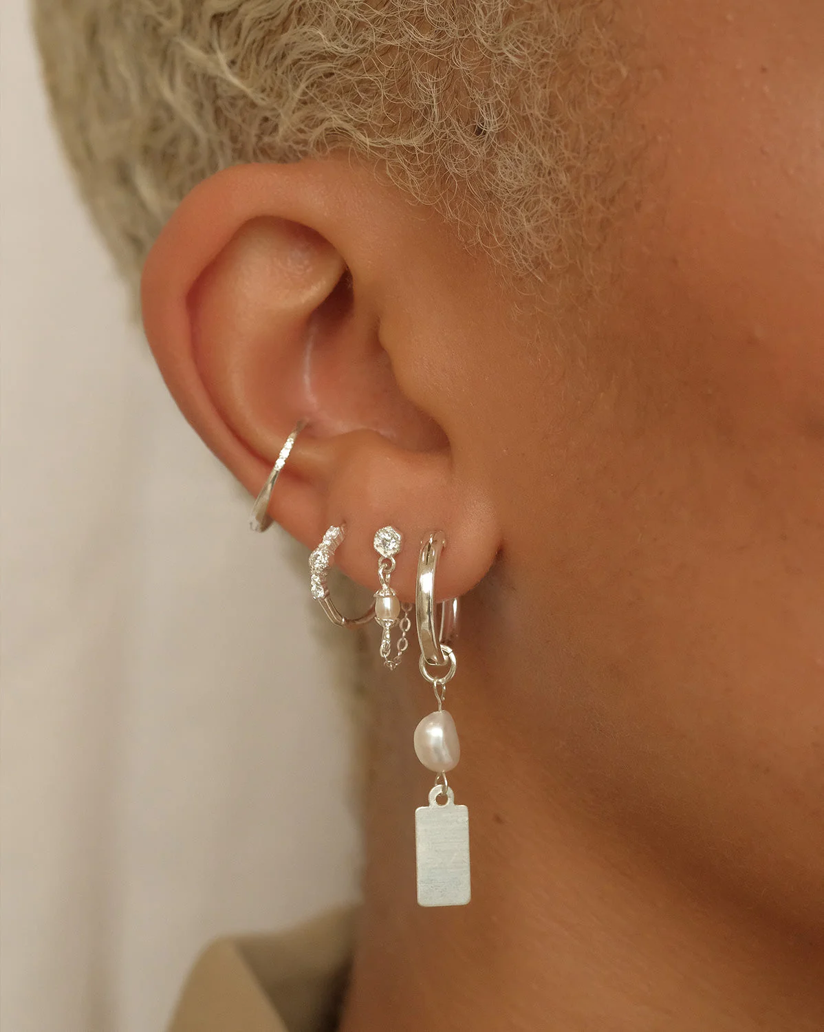 Delia Pearl Drop Stud - Sterling Silver - Image 4