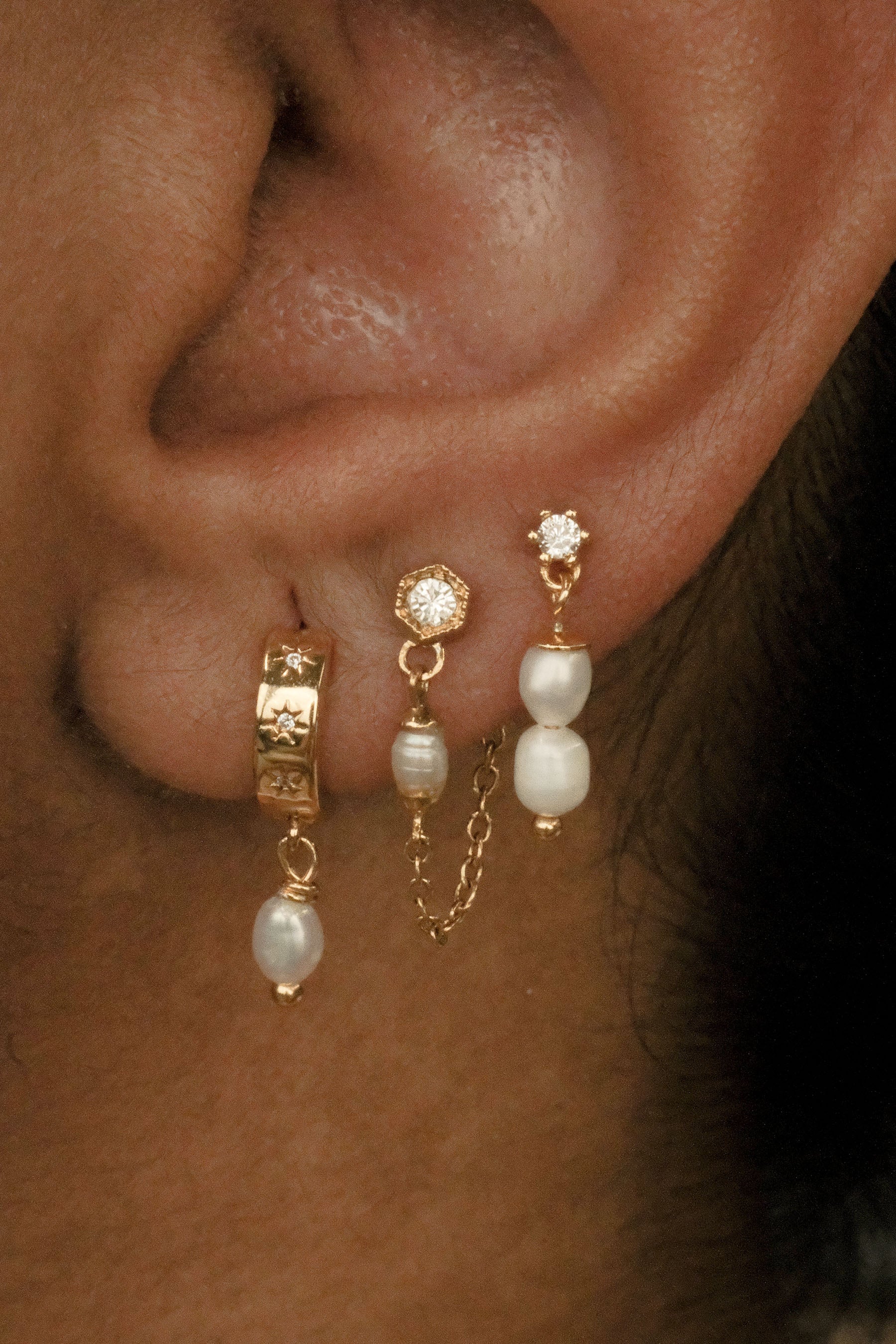 Double Mini Pearl Studs - Image 4