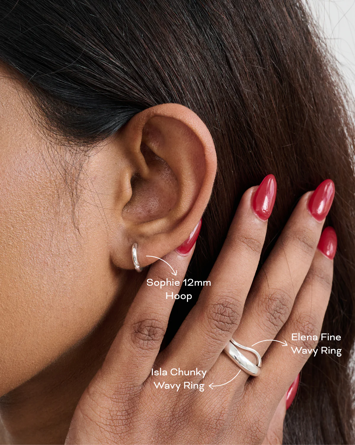 Elena Fine Wavy Ring - Sterling Silver - Image 2
