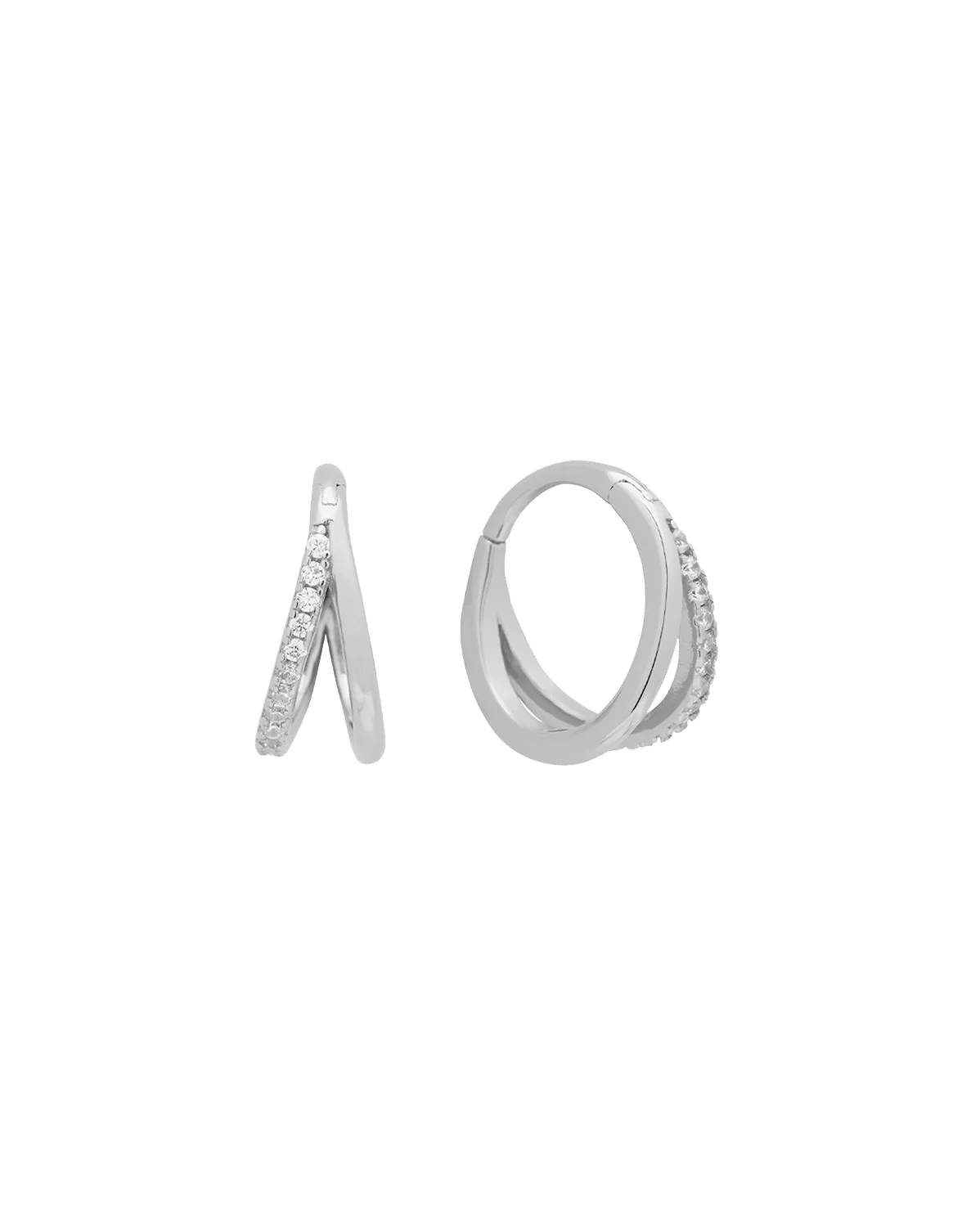 Faye Pave Clicker Hoops - Sterling Silver