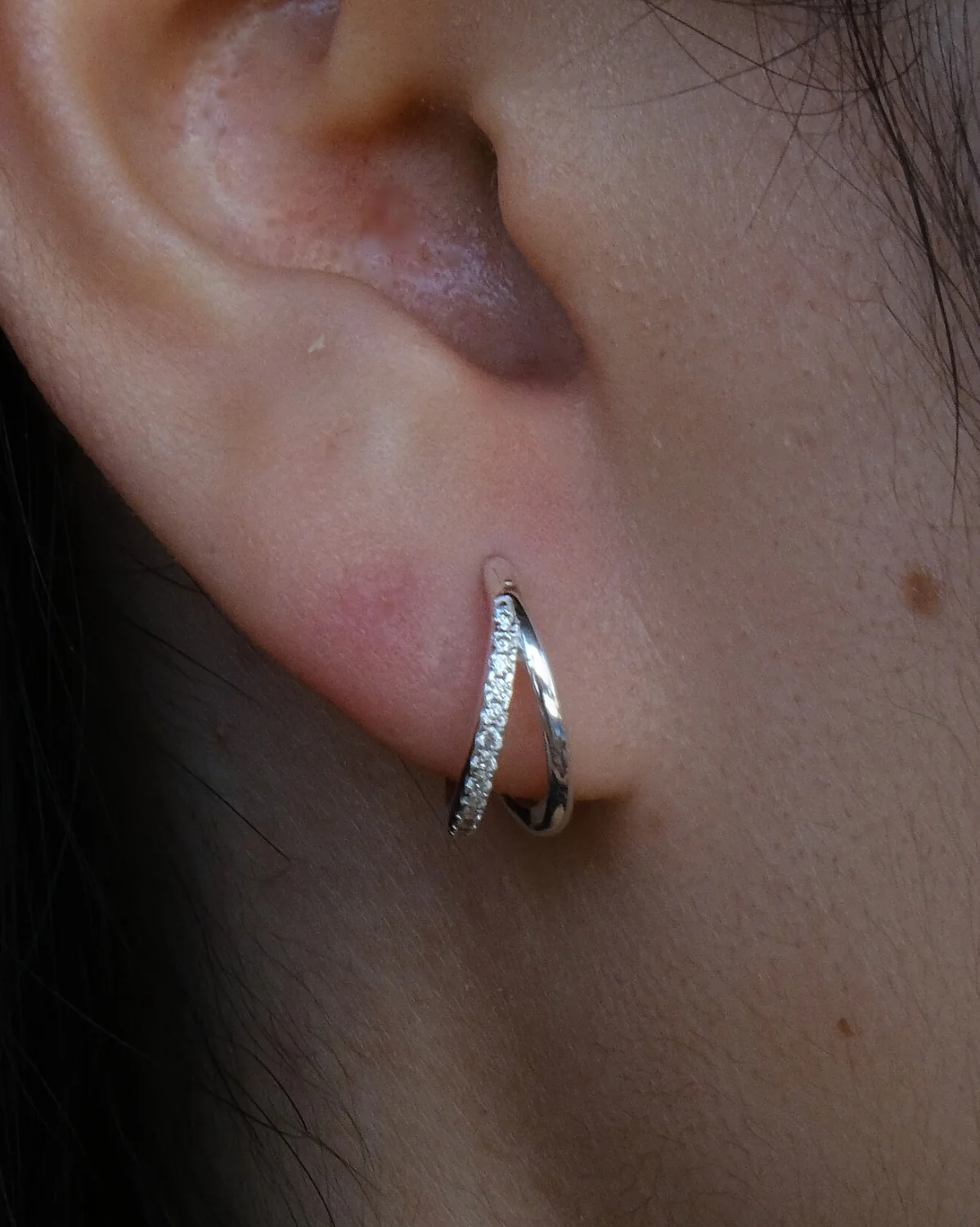 Faye Pave Clicker Hoops - Sterling Silver - Image 2