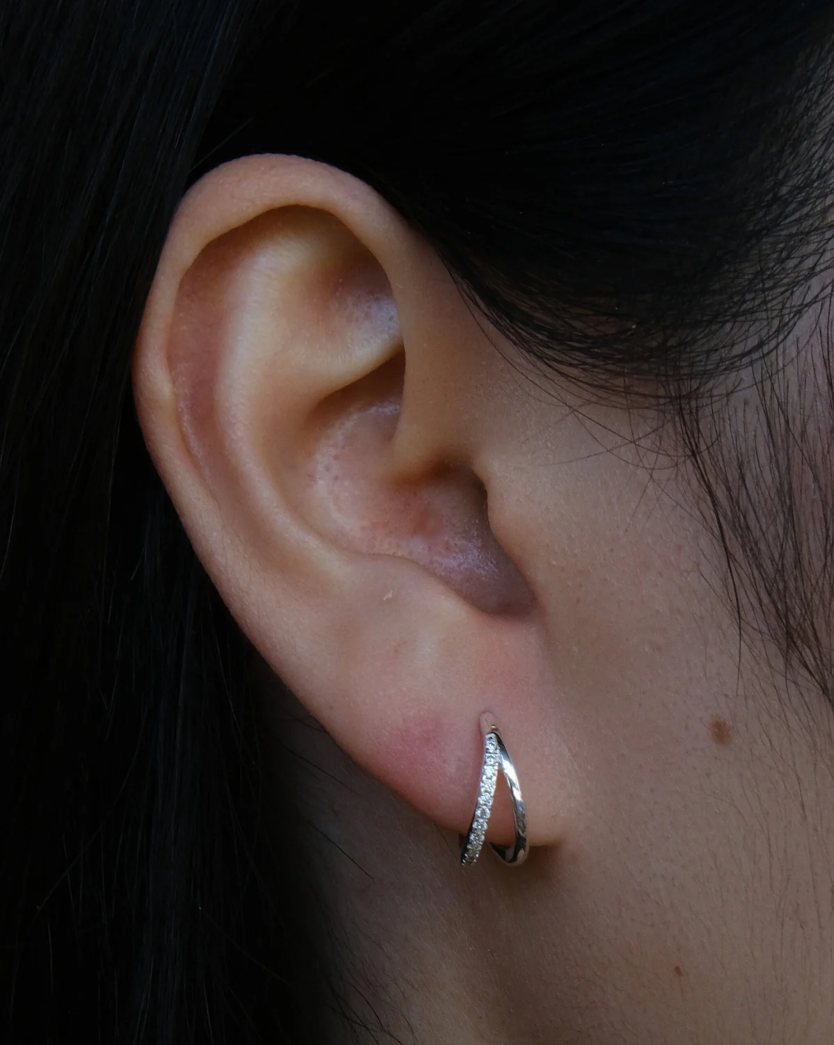 Faye Pave Clicker Hoops - Sterling Silver - Image 3