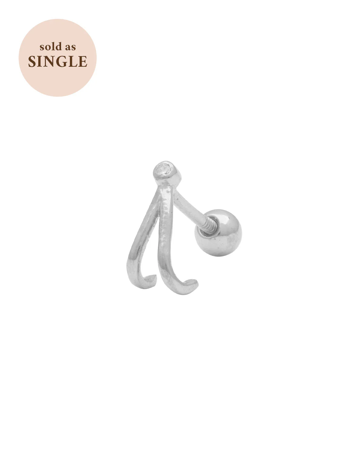 Faye Wishbone Single Stud - Sterling Silver