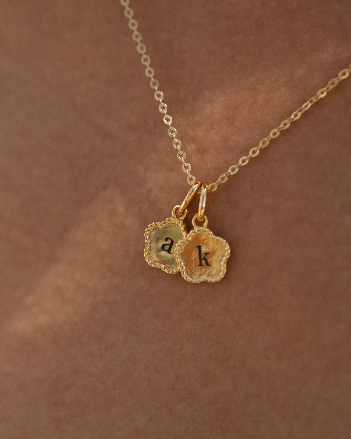 Flower Engraved Initial Necklace - Image 6