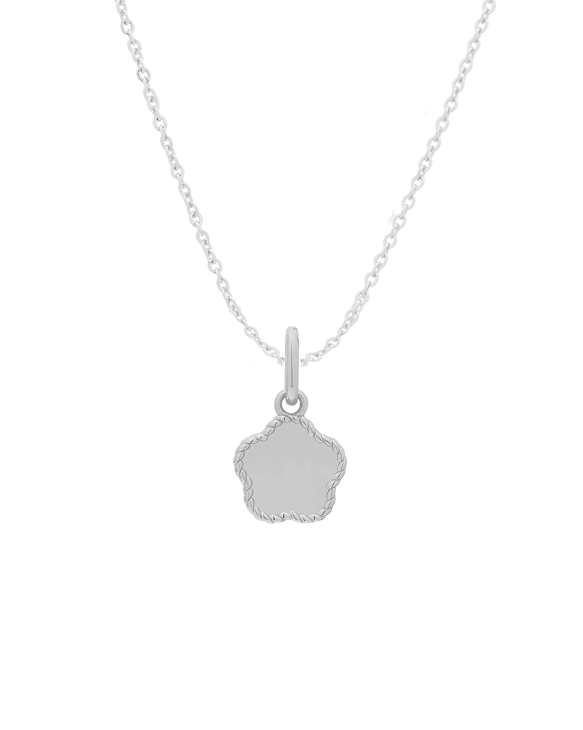 Flower Engraved Initial Necklace - Sterling Silver - Image 7