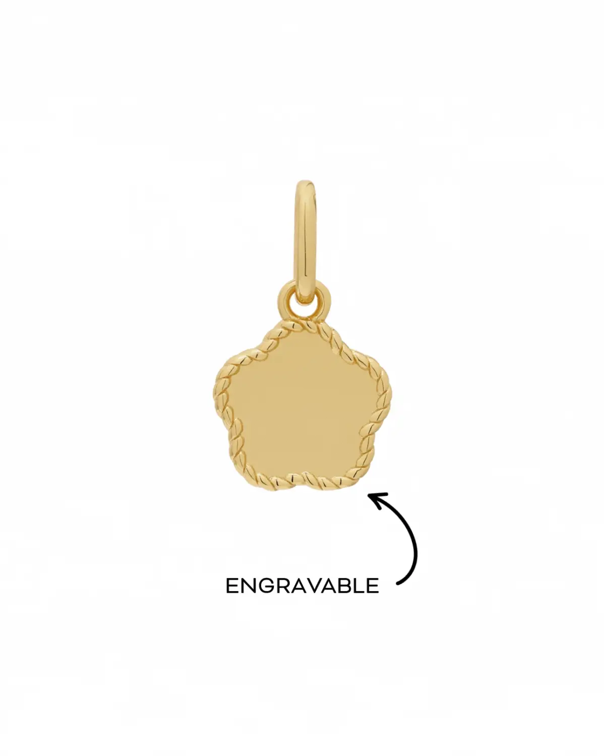 Flower Engraved Initial Pendant