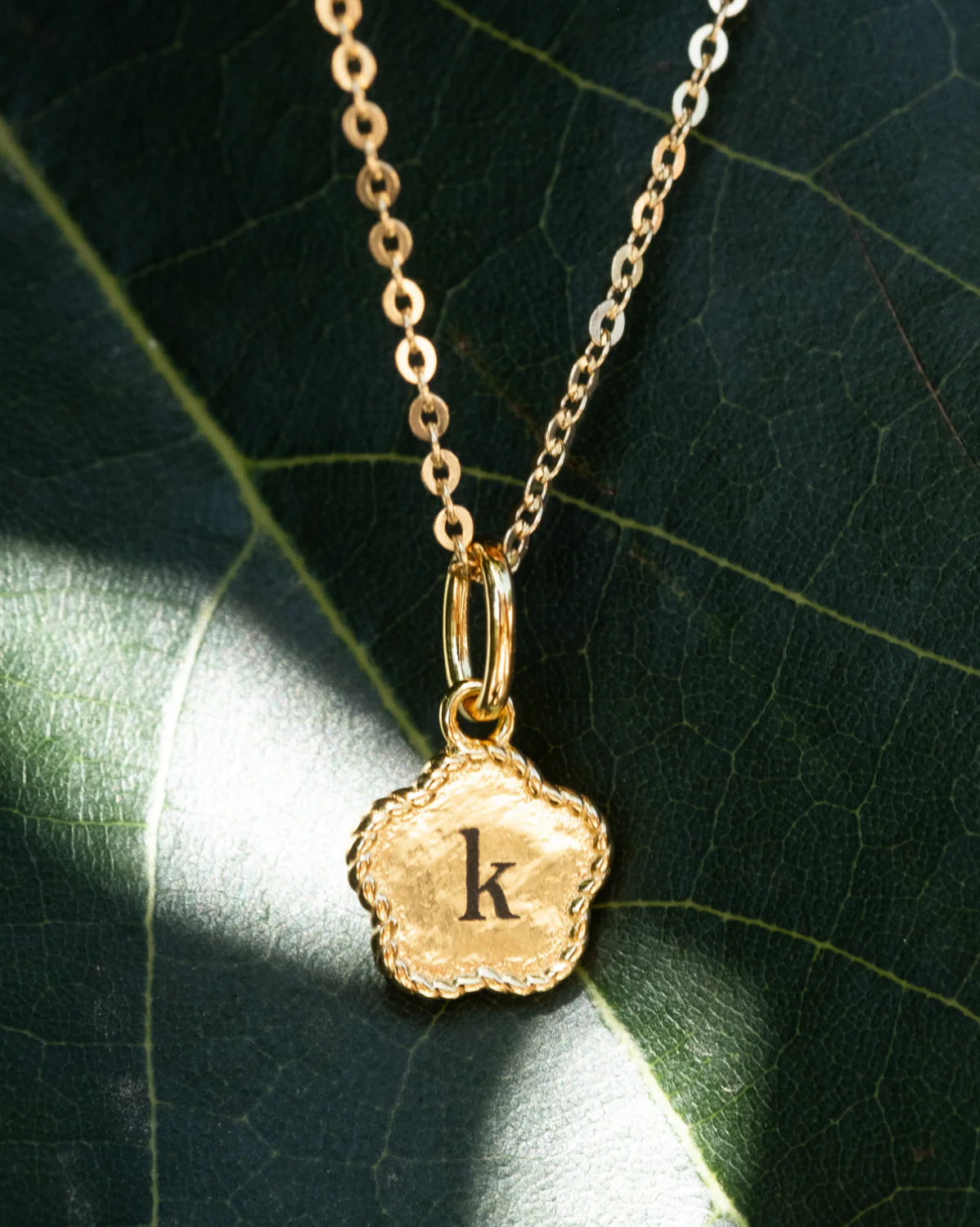 Flower Engraved Initial Necklace - Image 2